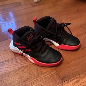 Adidas Red Black and White Kids Basketball Shoes. Size 13